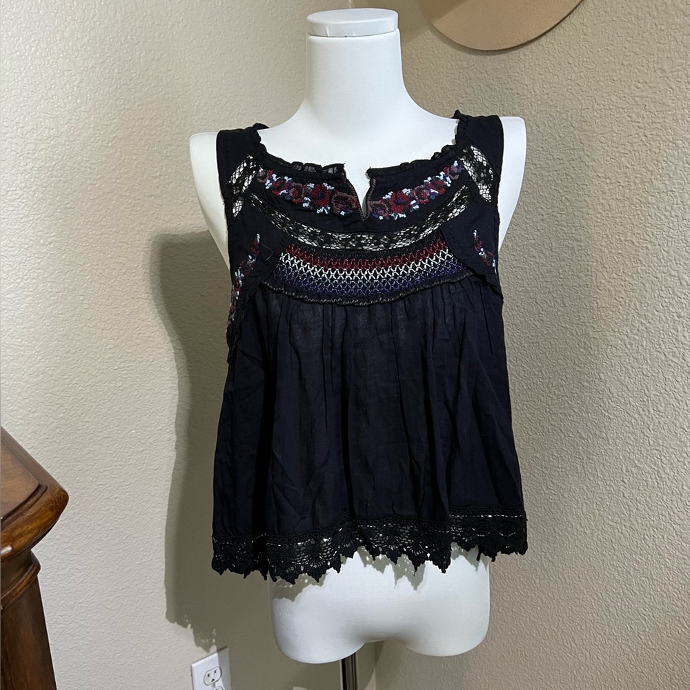 Free People Embroidered and Beaded Tank